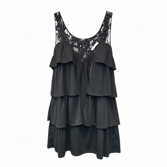 Carolyn Taylor Black Lace Tiered Cardi Vest Size Medium - NEW - Picture 6 of 6